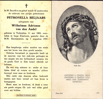 Petronella Beljaars Wilhelmus Adrianus van den Andel