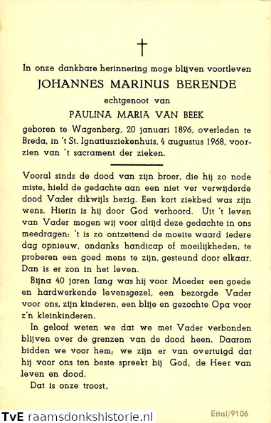 Johannes Marinus Berende  Paulina Maria van Beek