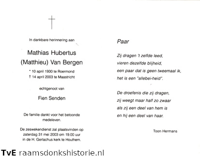 Mathias Hubertus van Bergen Fien Senden