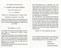 F. van den Bergh P.C.A. Louwet