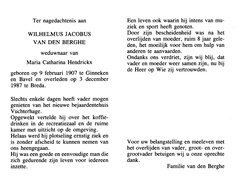 Wilhelmus Jacobus van den Berghe Maria Catharina Hendrickx