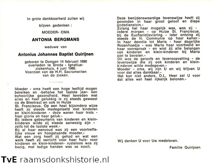 Antonia Bergmans Antonius Johannes Baptist Quirijnen