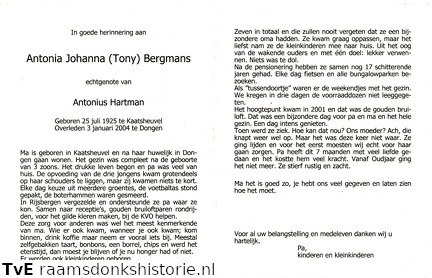Antonia Johanna Bergmans Antonius Hartman
