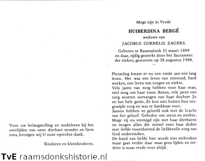 Huiberdina Bergé Jacobus Cornelis Zagers