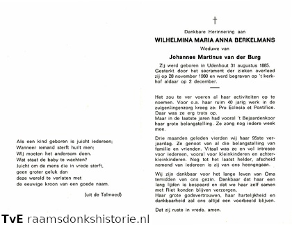 Wilhelmina Maria Anna Berkelmans Johannes Martinus van der Burg