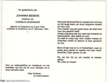 Johanna Besems Cornelis Akkermans