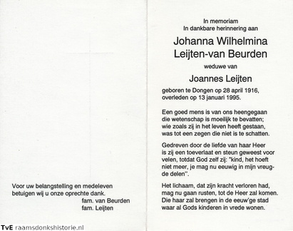 Johanna Wilhelmina van Beurden Joannes Leijten