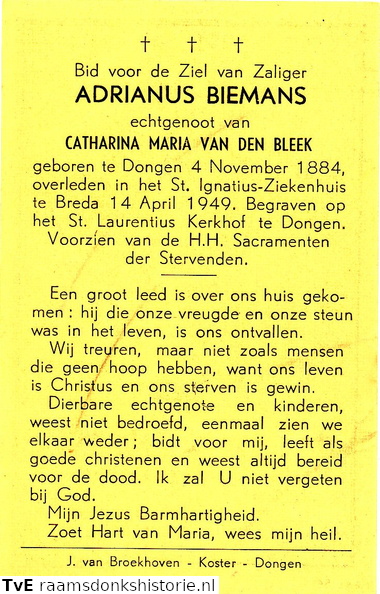 Adrianus Biemans Catharina Maria van den Bleek