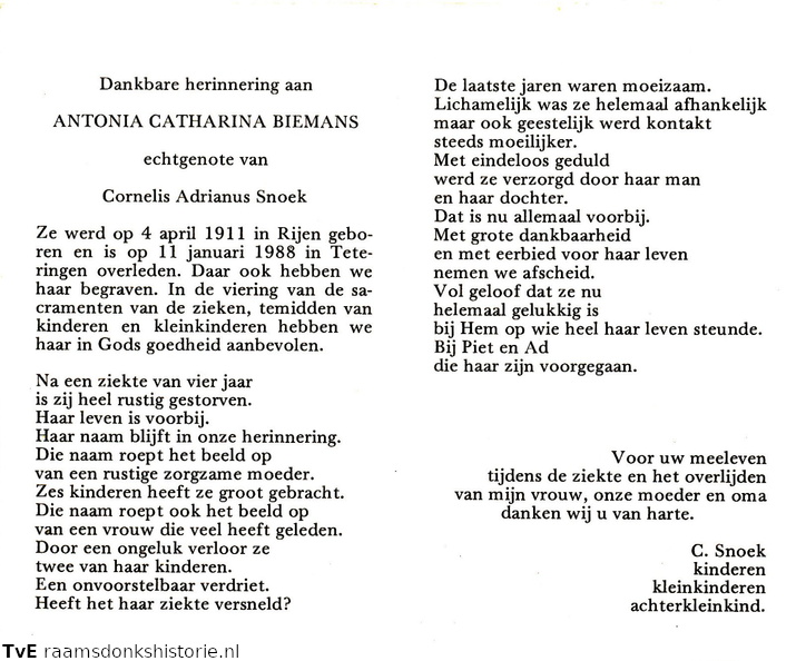 Antonia Catharina Biemans Cornelis Adrianus Snoek