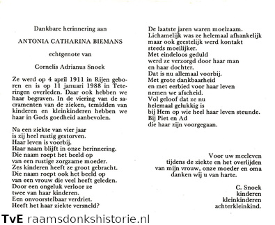 Antonia Catharina Biemans Cornelis Adrianus Snoek