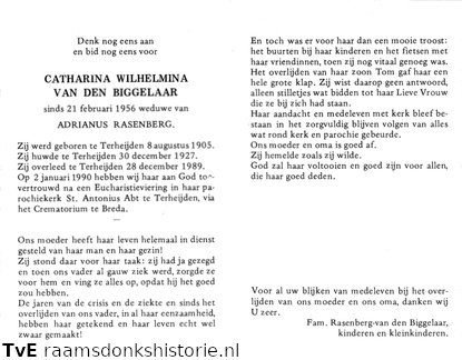 Catharina Wilhelmina van den Biggelaar Adrianus Rasenberg