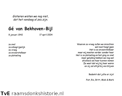 Gé Bijl Piet van Bekhoven