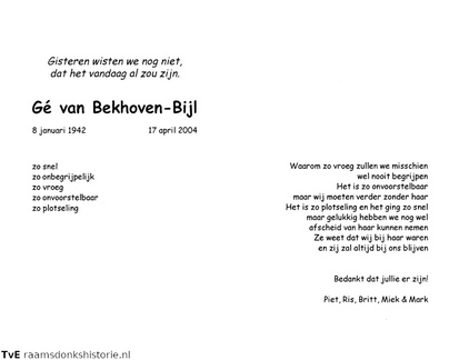 Gé Bijl Piet van Bekhoven