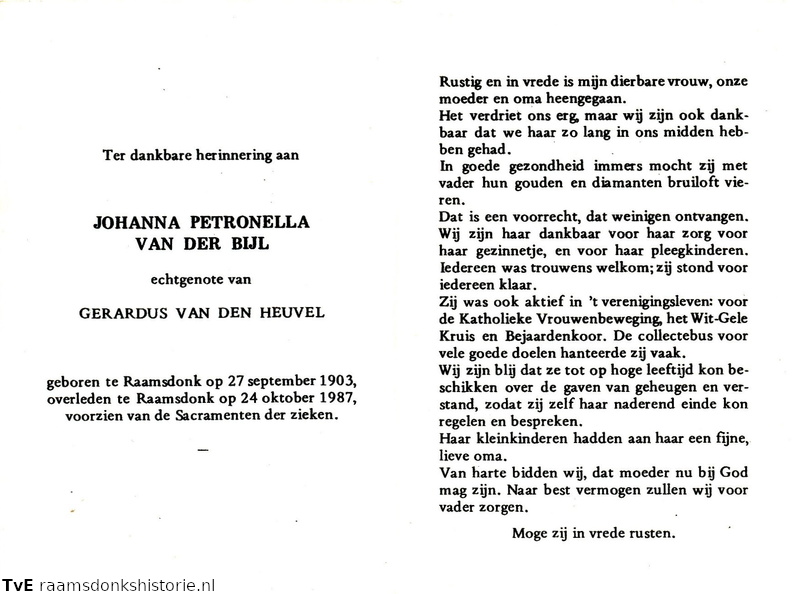 Johanna Petronella van der Bijl Gerardus van den Heuvel