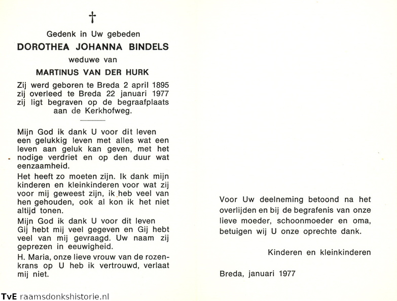 Dorothea Johanna Bindels Martinus van der Hurk
