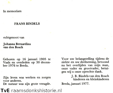 Frans Bindels Johanna Bernardina van den Bosch
