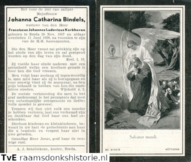 Johanna Catharina Bindels Franciscus Johannes Ludovicus Kerkhoven