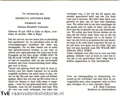 Henricus Antonius Bink Adriana Elisabeth Voermans