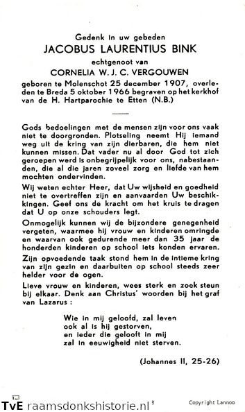 Jacobus Laurentius Bink Cornelia W.J.C. Vergouwen