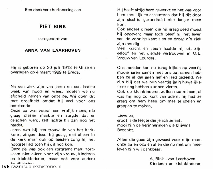 Piet Bink Anna van Laarhoven