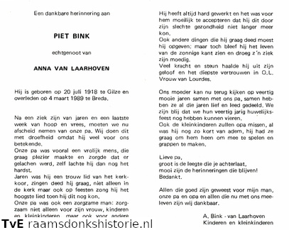 Piet Bink Anna van Laarhoven