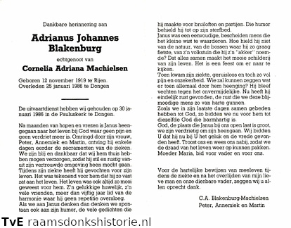 Adrianus Johannes Blakenburg Cornelia Adriana Machielsen