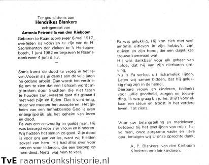 Hendrikus Blankers Antonia Petronella van den Kieboom