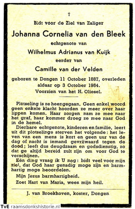 Johanna Cornelia van den Bleek Wilhelmus Adrianus van Kuijk  Camille van der Velden