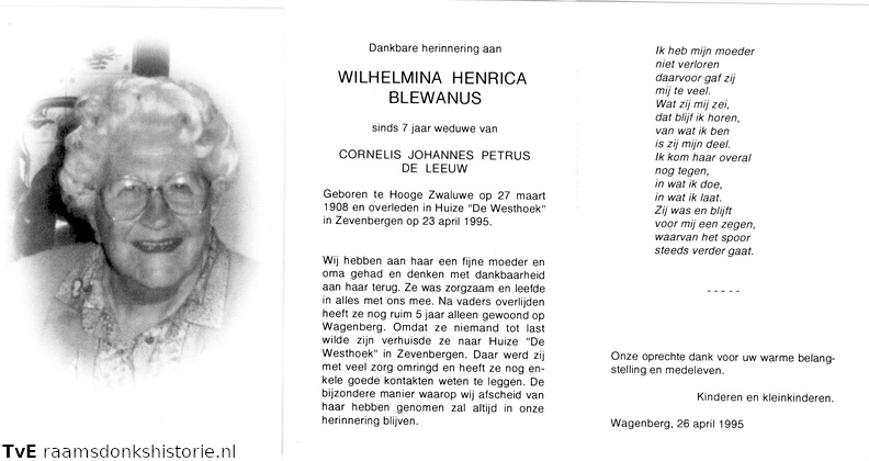 Wilhelmina Henrica Blewanus Cornelus Johannes Petrus de Leeuw
