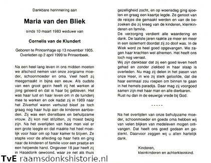 Maria van den Bliek Cornelis van de Klundert