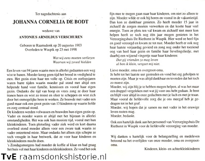 Johanna Cornelia de Bodt Antonius Arnoldus Verschuren