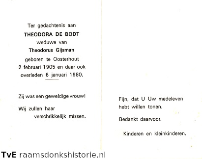 Theodora de Bodt Theodorus Gijsman
