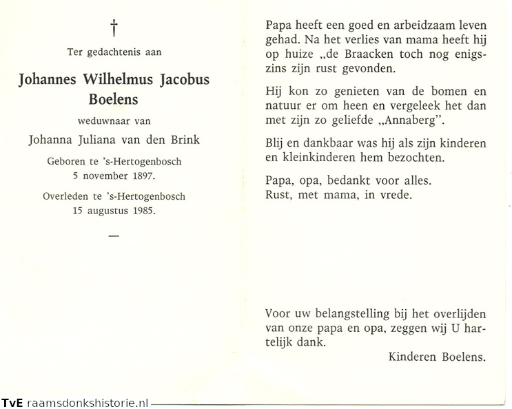 Johannes Wilhelmus Jacobus Boelens Johanna Juliana van den Brink