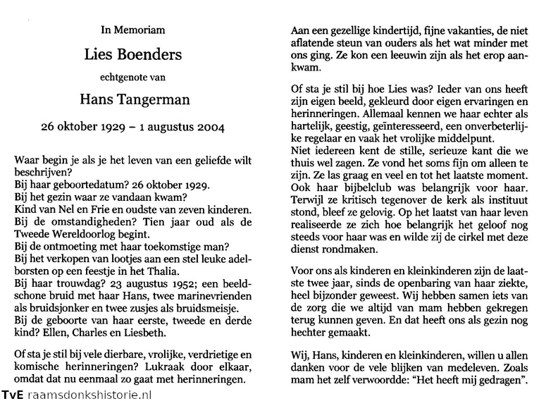Lies Boenders Hans Tangerman
