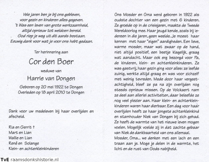 Cor den Boer Harrie van Dongen
