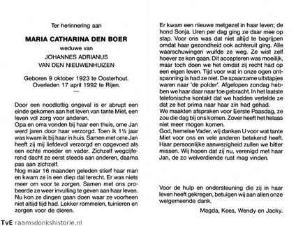 Maria Catharina den Boer Johannes Adrianus van den Nieuwenhuizen