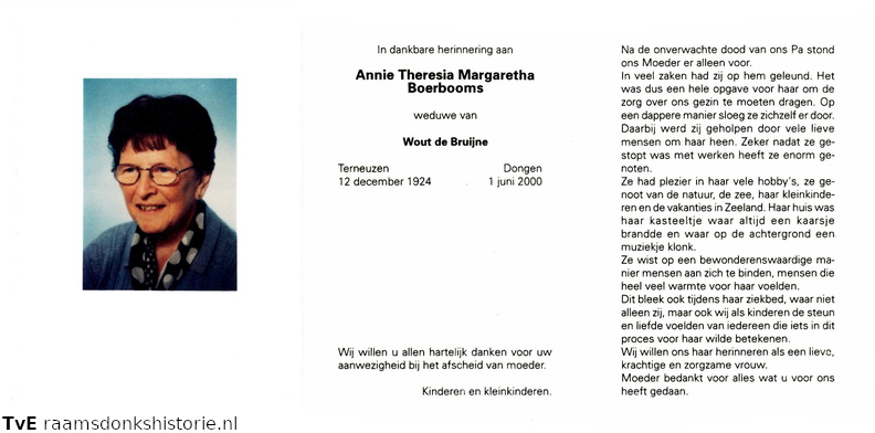 Annie Theresia Margaretha Boerbooms Wout de Bruijne