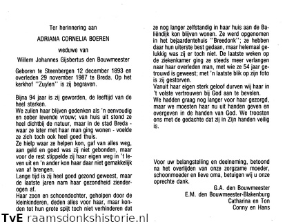 Adriana Cornelia Boeren Willem Johannes Gijsbertus den Bouwmeester