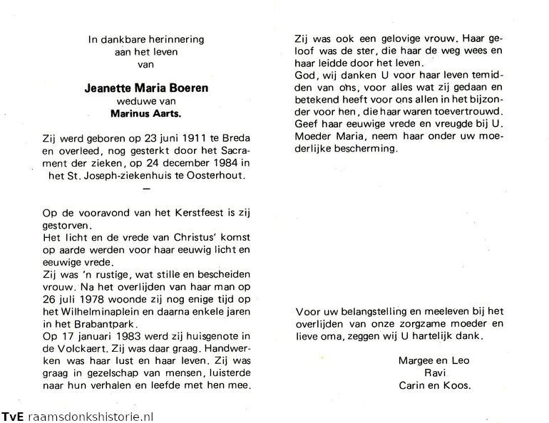 Jeanette Maria Boeren Marinus Aarts