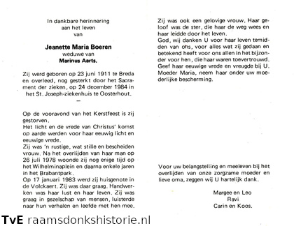 Jeanette Maria Boeren Marinus Aarts