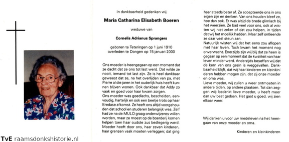 Maria Catharina Elisabeth Boeren Cornelis Adrianus Sprangers