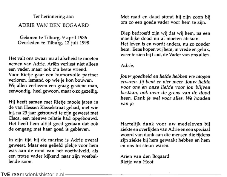 Adrie van den Bogaard Rietje van Hoof