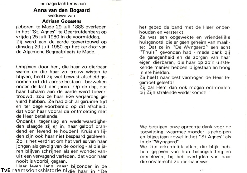 Anna van den Bogaard Adriaan Goossens