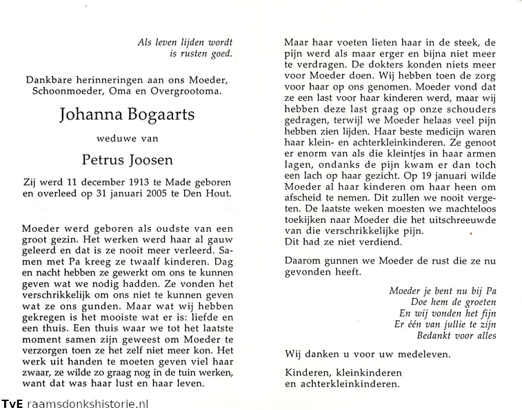 Johanna Bogaarts Petrus Joosen