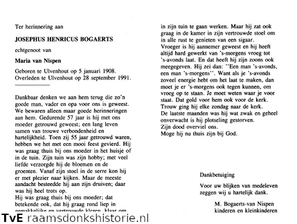 Josephus Henricus Bogaerts Maria van Nispen
