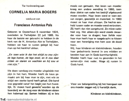 Cornelia Maria Bogers Franciscus Antonius Pals