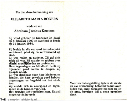 Elisabeth Maria Bogers Abraham Jacobus Kerstens