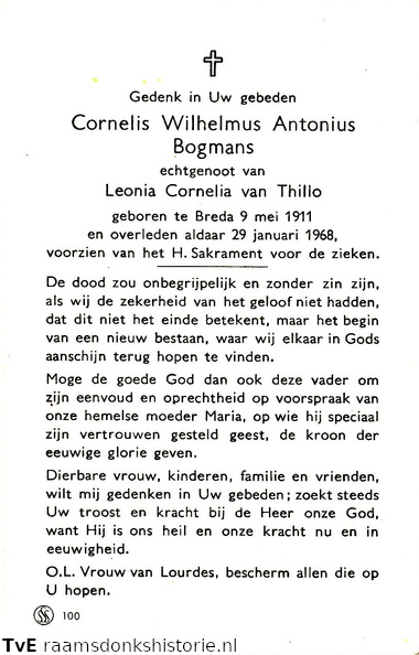 Cornelis Wilhelmus Antonius Bogmans Leonia Cornelia van Thillo