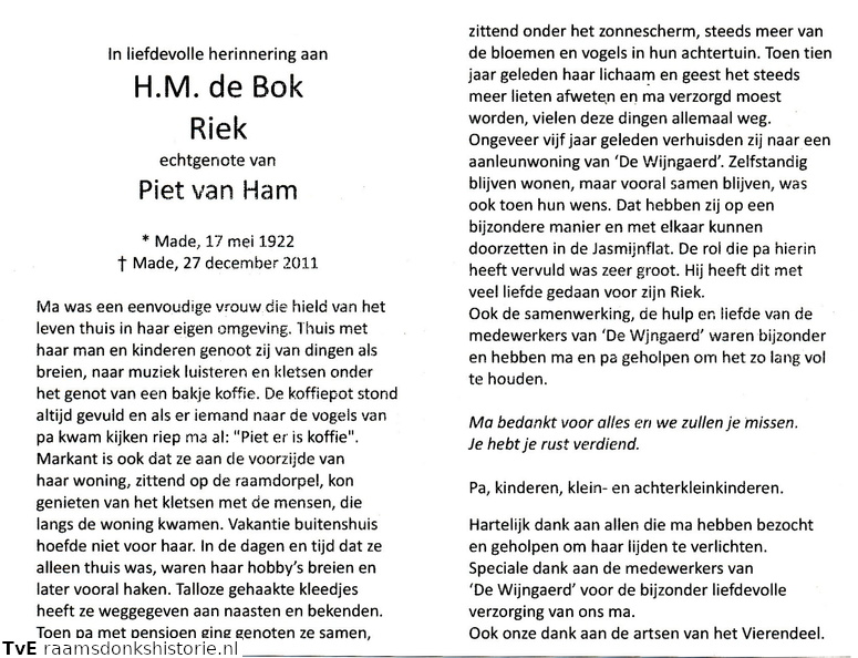 H.M. de Bok Piet van Ham