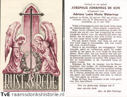Josephus Johannes de Bok Adriana Lucia Maria Weterings
